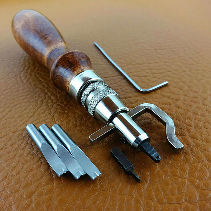 5 in 1 Adjustable Groover & 4 Piece Diamond Chisel Leather Craft Tool Set