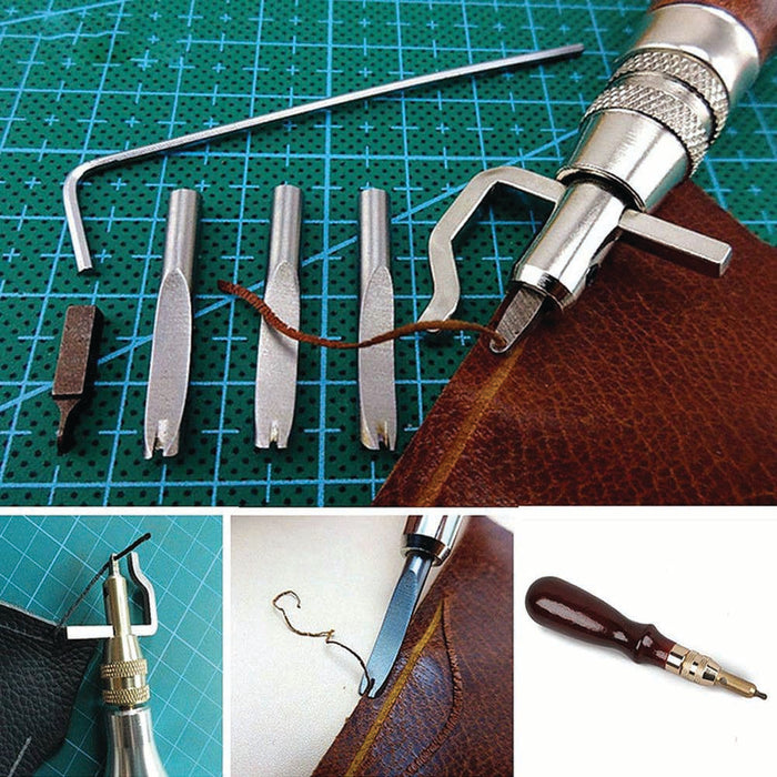 5 in 1 Adjustable Groover & 4 Piece Diamond Chisel Leather Craft Tool Set