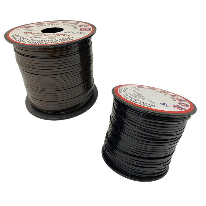Vinyl Lace Cord Spools - Black - Brown - 100 Yards x 3/32" (3 pack) - 2500 Yards x 3/32"
