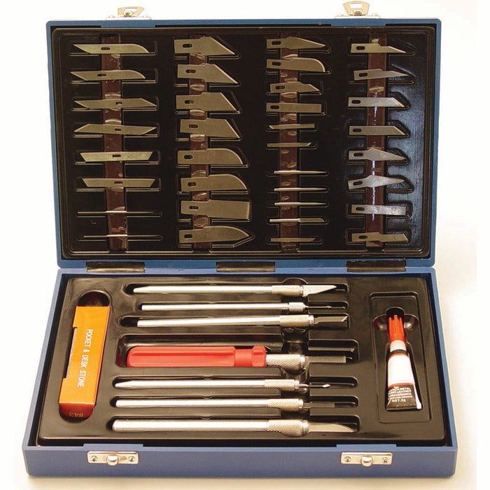 45 Piece Hobby Knife Set for Woodworking, Leathercraft & Model Work