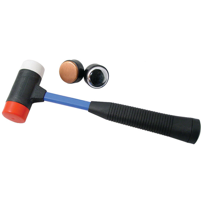Rubber Mallet with 4 Interchangeable Heads - Steel, Brass, Nylon, Plastic
