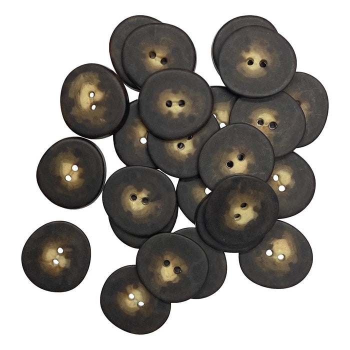 One Dozen Quarter-Sized Wood-like Brown Buttons - Irregular Round Shaped Brown and Tan Buttons