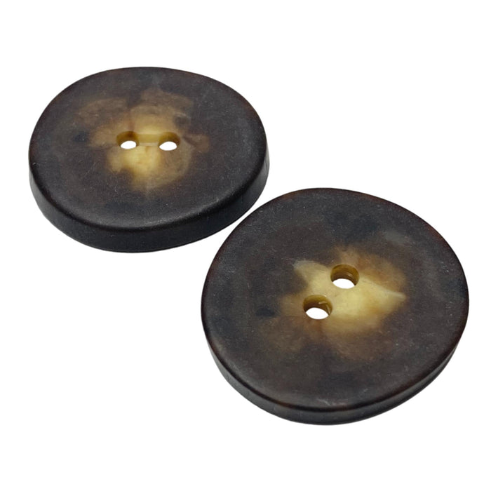 One Dozen Quarter-Sized Wood-like Brown Buttons - Irregular Round Shaped Brown and Tan Buttons