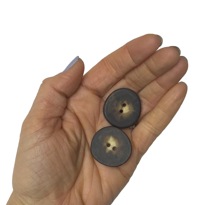 One Dozen Quarter-Sized Wood-like Brown Buttons - Irregular Round Shaped Brown and Tan Buttons