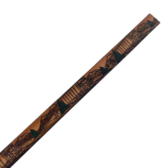Truck Themed Deeply Embossed Dyed Leather Belt - 42" to 54"