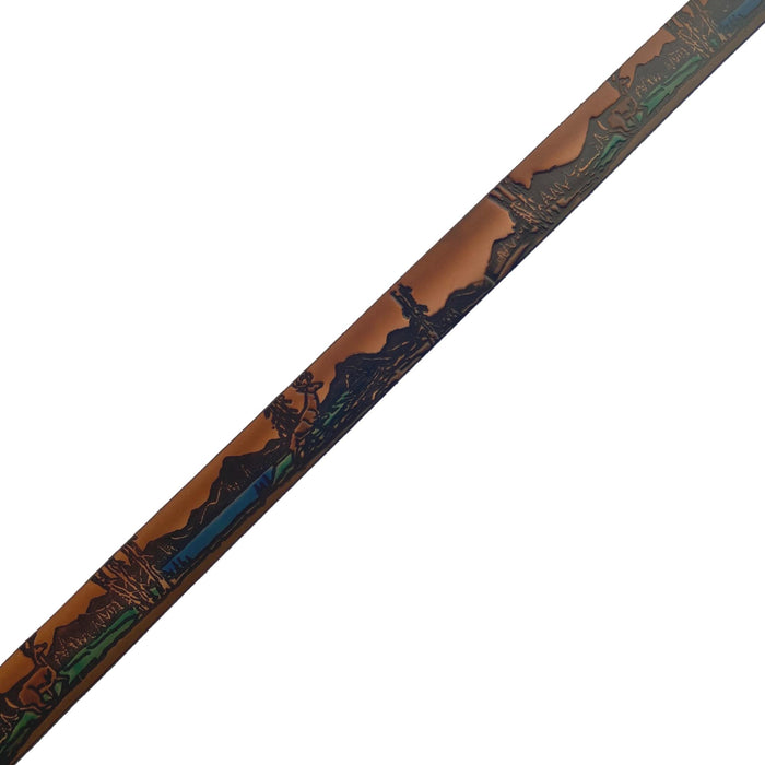 Deer Themed Deeply Embossed Dyed Leather Belt - 42" to 54"