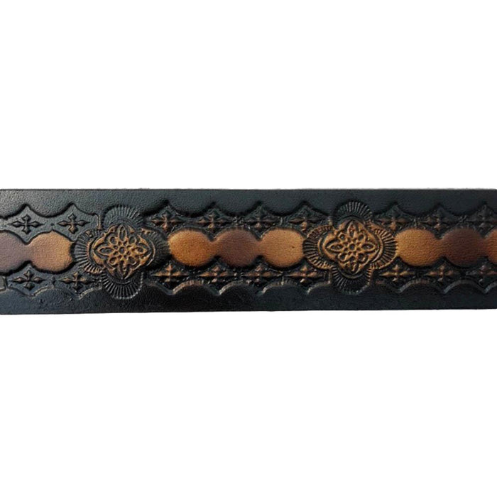 Western Design Deeply Embossed Dyed Leather Belt - 42" to 54"