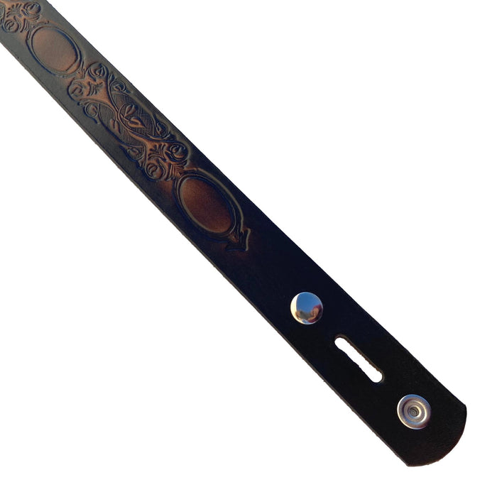 Southern Design Deeply Embossed Dyed Leather Belt - 42" to 54"