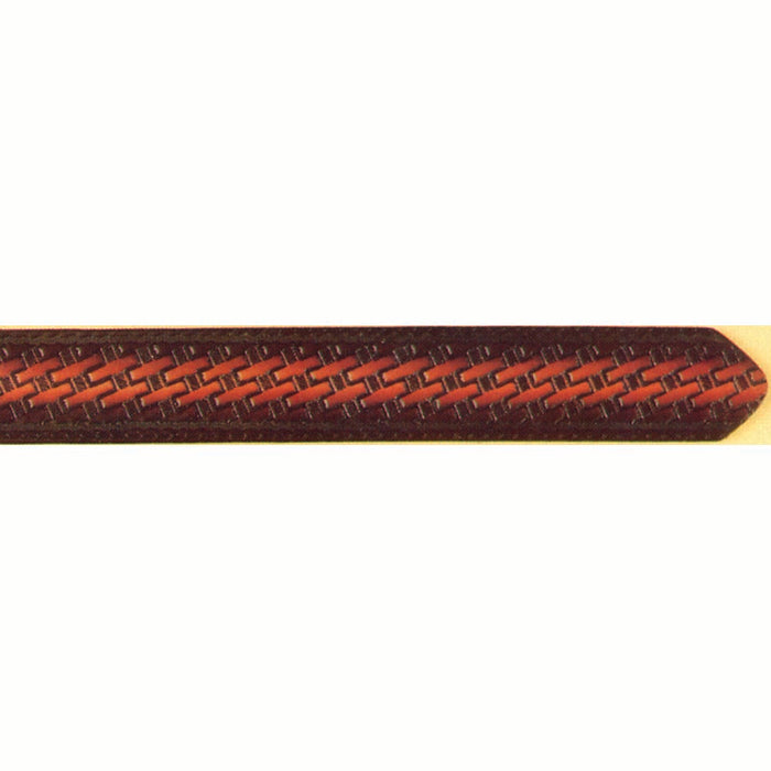 Basket Weave Design Deeply Embossed Dyed Leather Belt - 42" to 54"