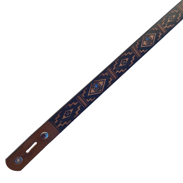 Thunderbird Southwest Style Deeply Embossed Dyed Leather Belt - 42" to 54"