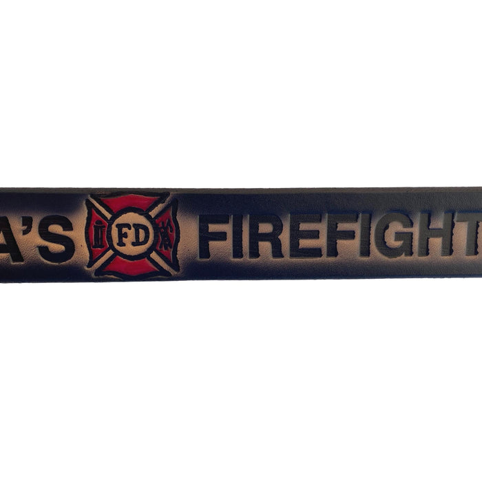 Firefighter Pride Deeply Embossed Dyed Leather Belt - 42" to 54" unsized
