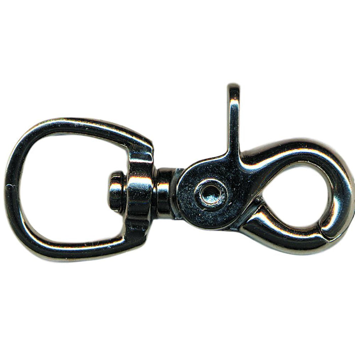Nickel Die Cast Snap - Rounded Swivel Snap Hook D Ring - 0.75" x 2.75"