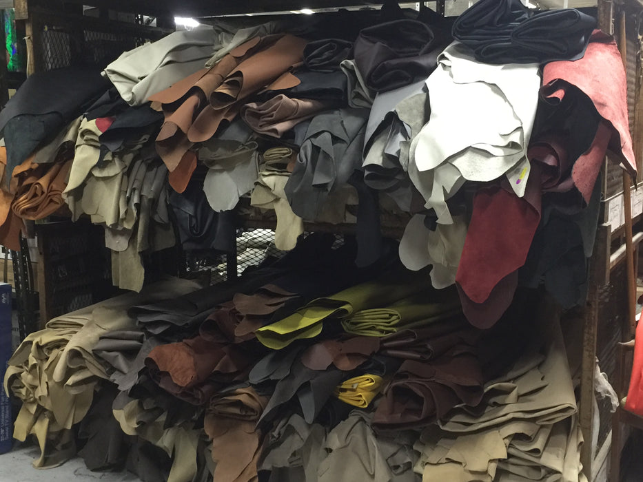 Assorted Upholstery Leather Hides - B+ Grade - 2-3 oz Cowhide - Large - Extra Large