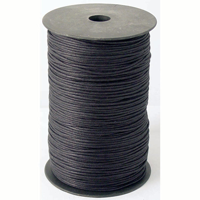 Black Waxed Cotton Cord Lace Spool - 1mm x 100 yards - 2mm x 100 yards - 2mm x 288 yards