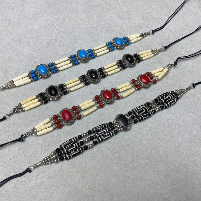 Native Style Adjustable Bone Choker Necklaces