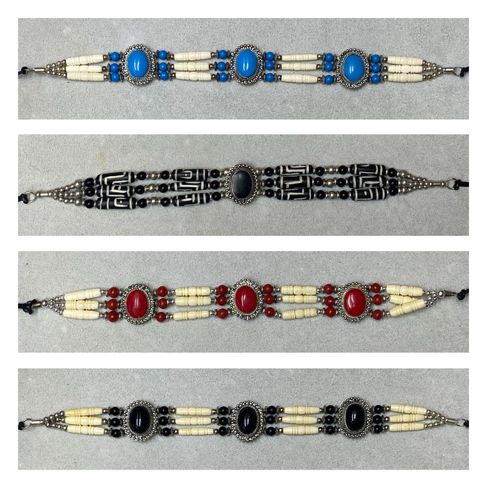 Native Style Adjustable Bone Choker Necklaces