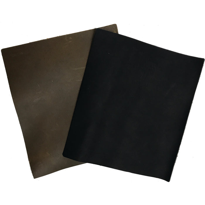 Oiled Side Square - 5 oz Cowhide Leather Square Foot Piece - Black - Brown