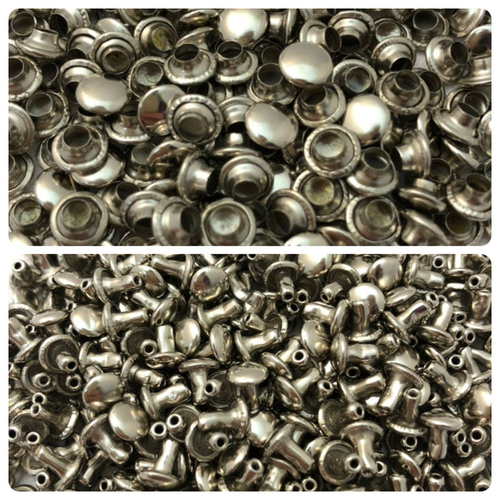 Nickel Rivets for Leather Crafts - 1/4" Small Stem
