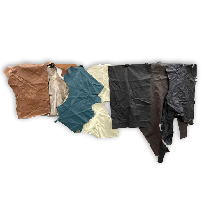 Extra Large Assorted Upholstery Leather Pieces - 5 lb Bundle - 3 oz Cowhide