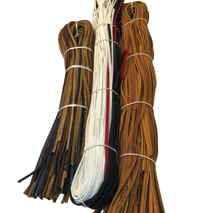 1 lb Leather Lace Bundles in 1/8", 1/4" and 3/16" - Assorted Colors