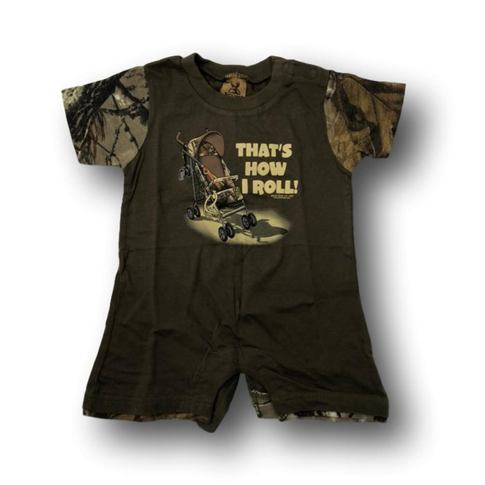 "That's How I Roll" Little Hunter Camo One Piece Short Sleeve Romper- 18 Months