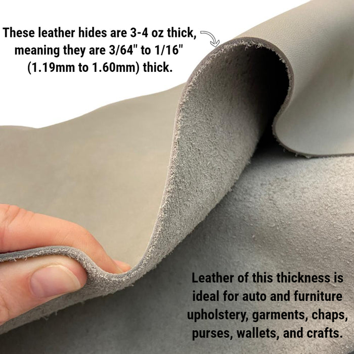 Black Upholstery Leather - Large Full Hides - Extra Large Full Hides - Cowhide Die Cut Squares