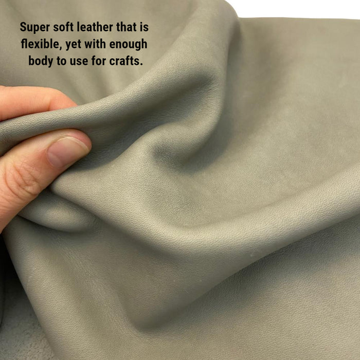 Light Gray Upholstery Leather - Large Full Hides - Extra Large Full Hides - Cowhide Die Cut Squares