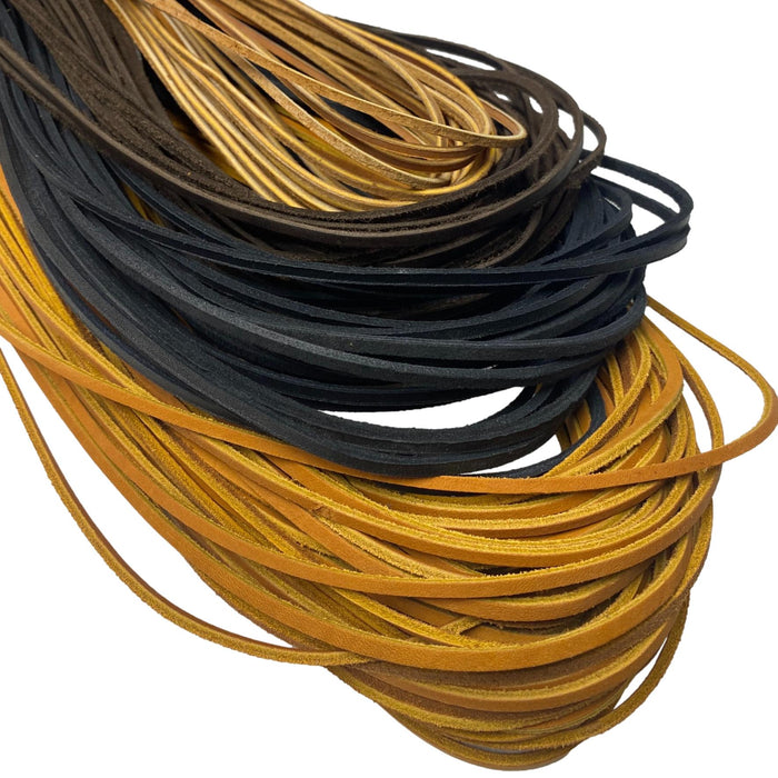 Strong Latigo Like Leather Boot Laces - Black - Brown