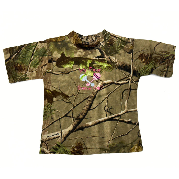 "My First Game Call" Little Hunter Camo Tshirt- 18 Months