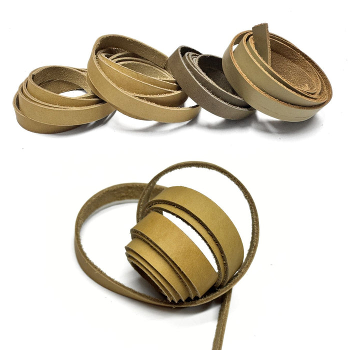 6 Pack Cowhide Leather Strips - Assorted Cream Colors