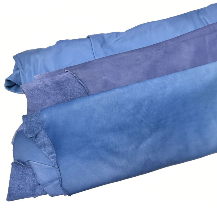 Blue Upholstery Crust Leather - Large Full Hides - Extra Large Full Hides