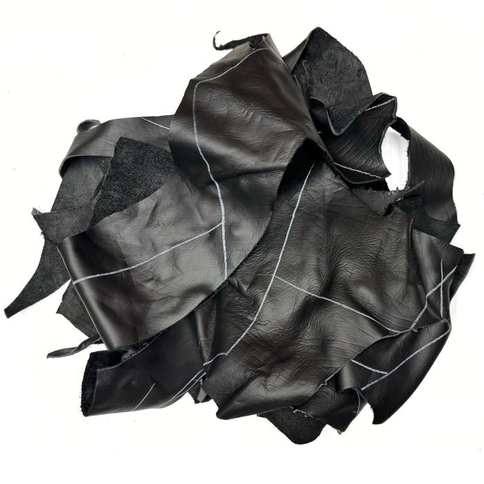 Large Black Leather Pieces - 4-5 oz Black Leather Scraps