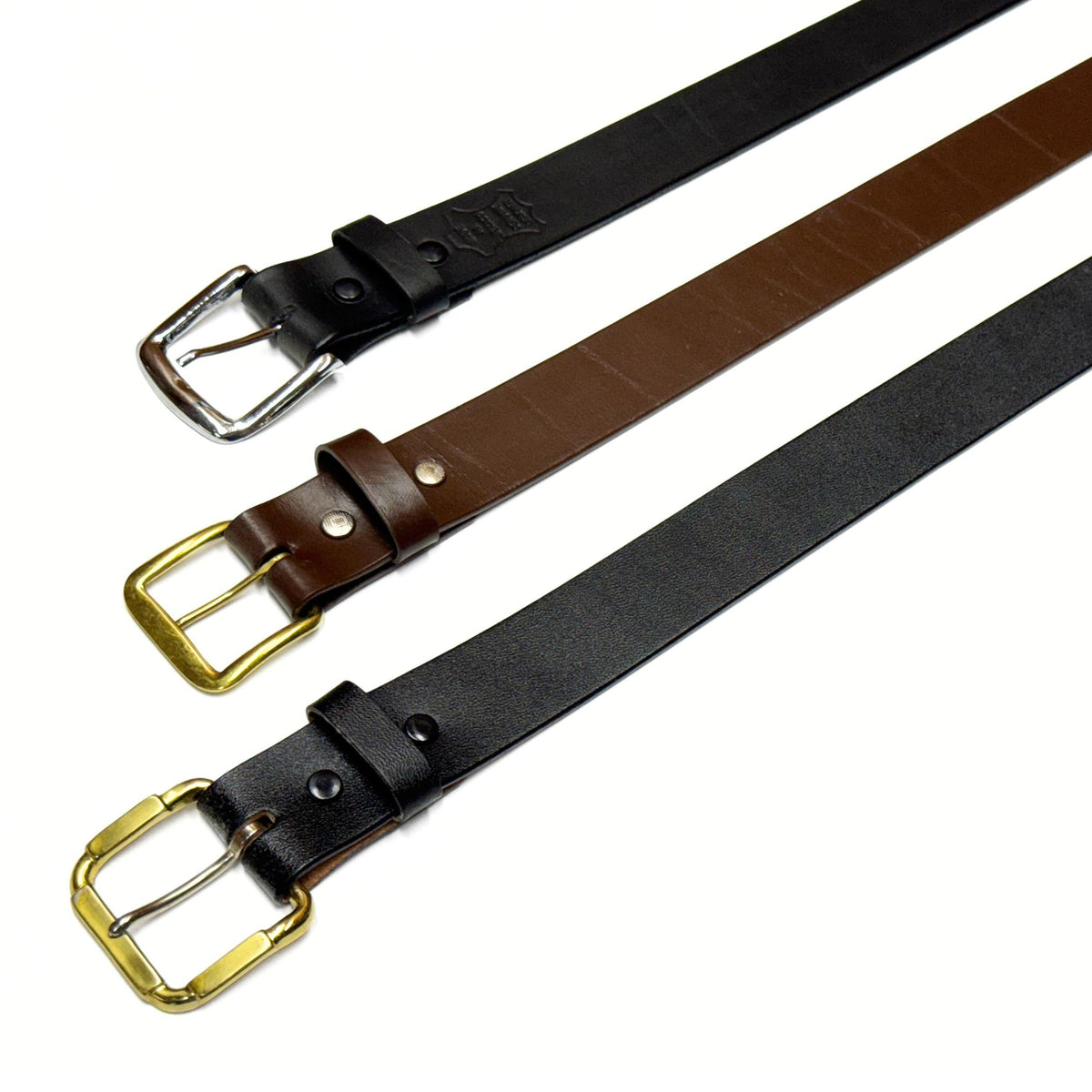 Finished Leather Dress Belts - Black