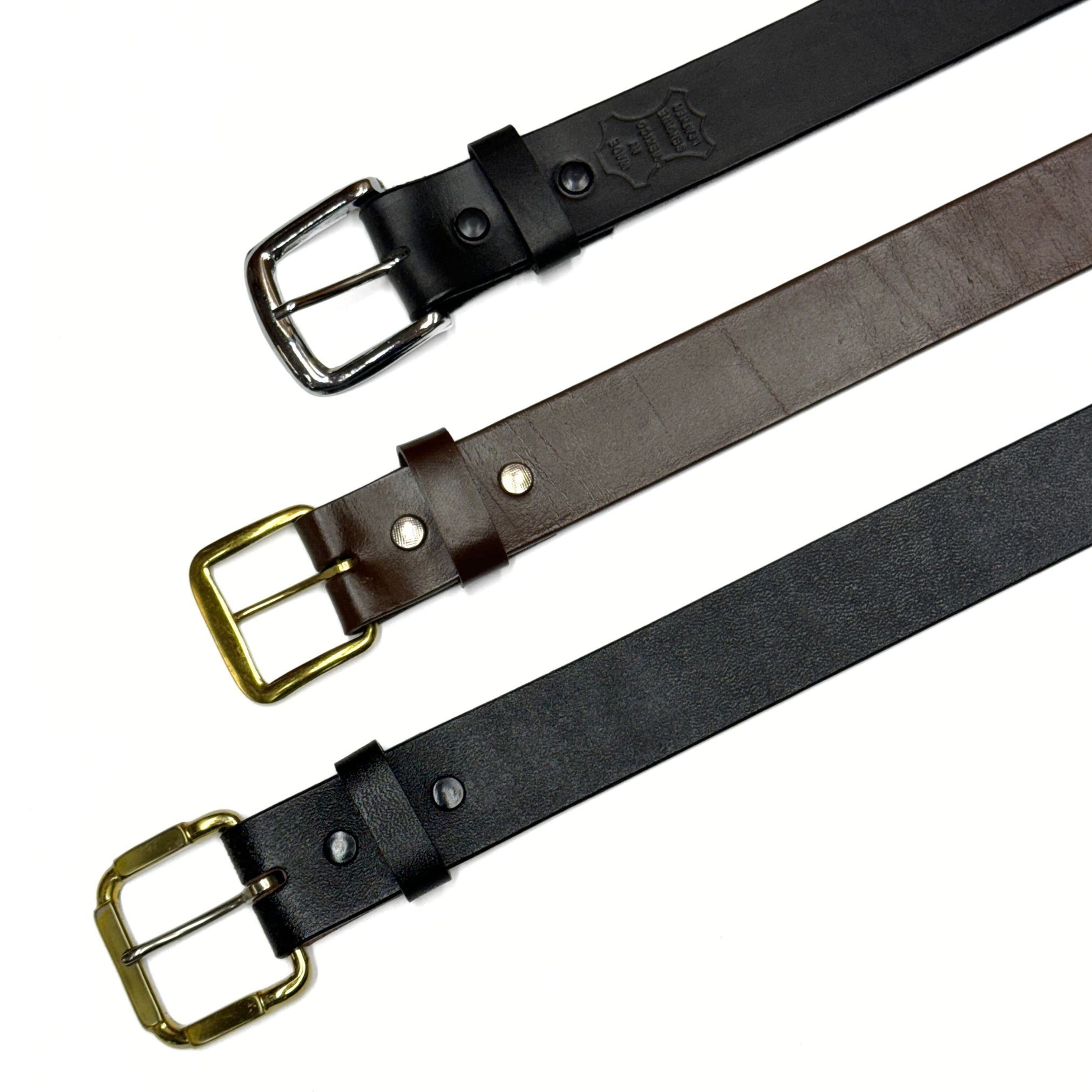 Finished Leather Dress Belts - Black