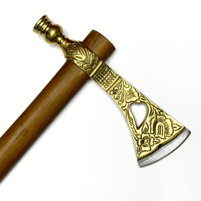 Engraved Brass Tomahawk Smoking Pipe