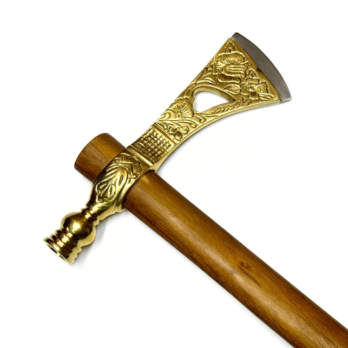 Engraved Brass Tomahawk Smoking Pipe