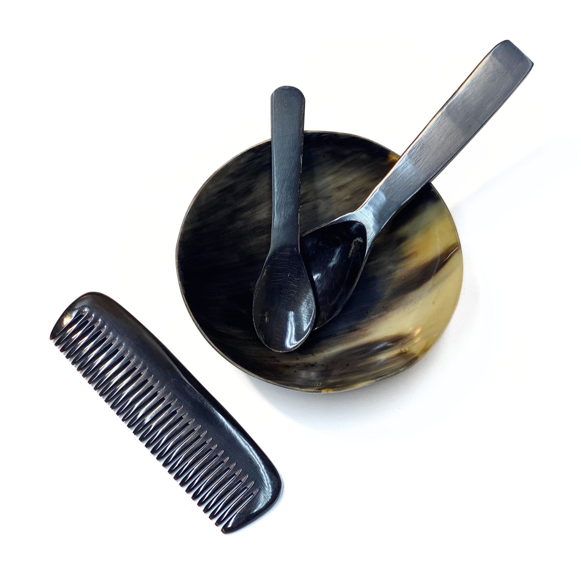 Natural Horn Accessories - Round Bowl - Spoons - Comb — Leather Unlimited