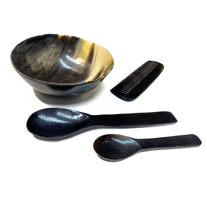 Natural Horn Accessories - Round Bowl - Spoons - Comb