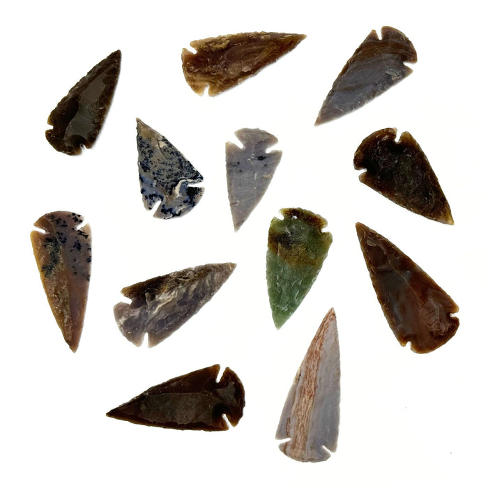 Hand Crafted Agate Arrowheads - Traditional Bow Making Arrowheads