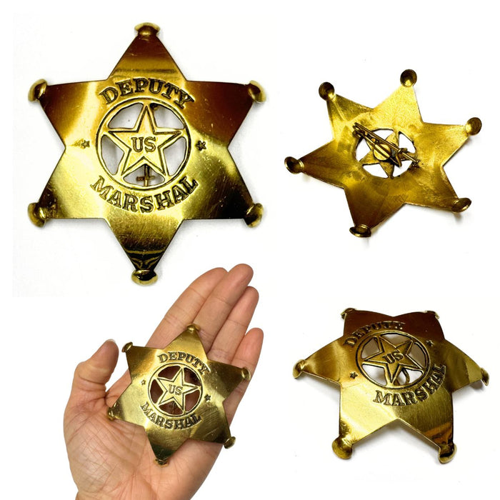 Large Wild West Brass Badges - Deputy US Marshal - Texas Ranger - Marshal
