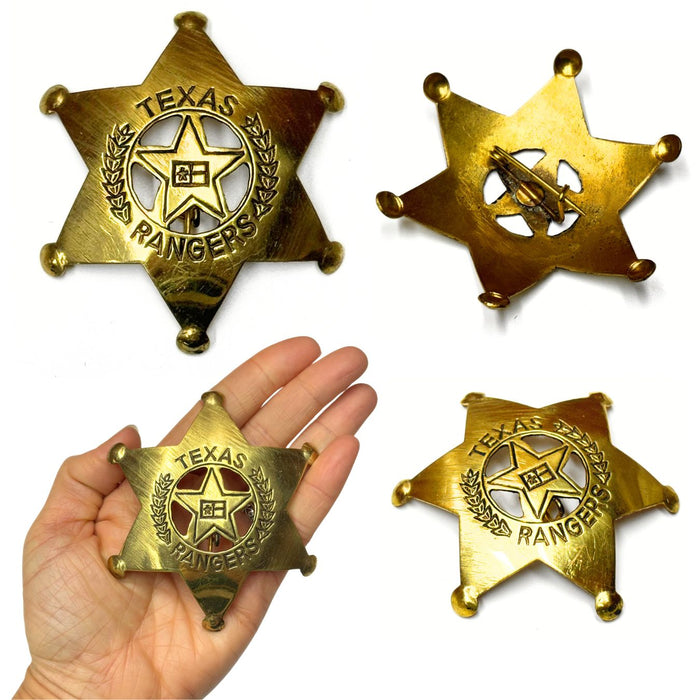 Large Wild West Brass Badges - Deputy US Marshal - Texas Ranger - Marshal