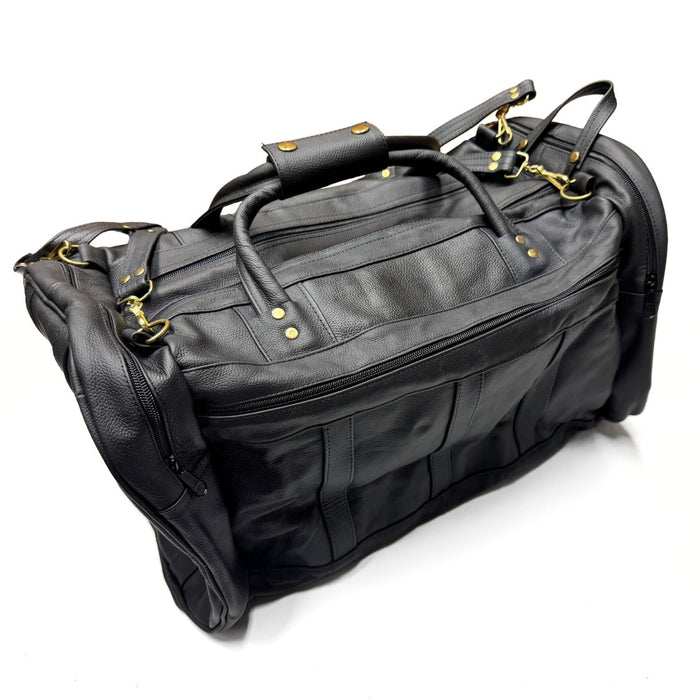 Leather Duffle Bag - Zipper Travel Tote - Weekend Bag for Men & Women - Large - Medium - Small - Black - Brown