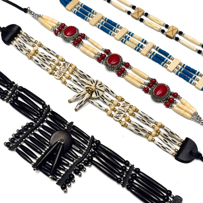 Native Style Adjustable Bone Choker Necklaces