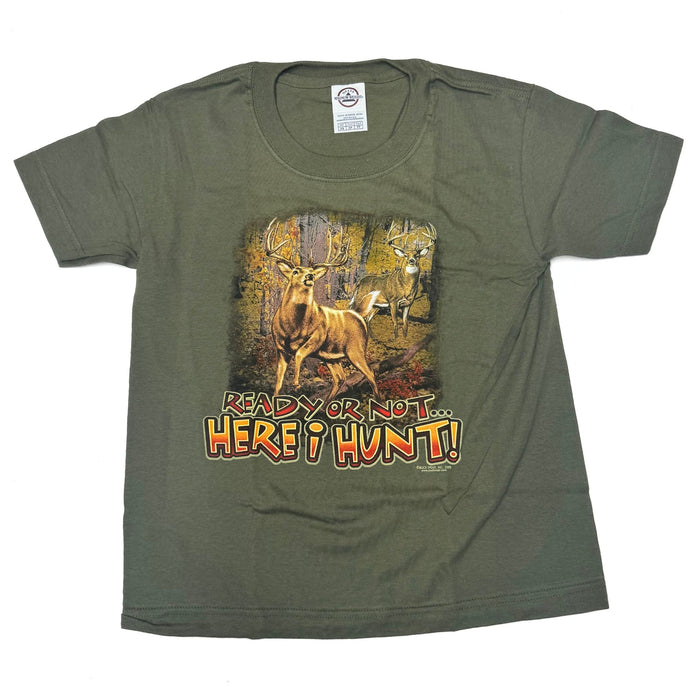 "Ready Or Not, Here I Hunt" Little Hunter Kid's T-shirt - Youth M - Youth XS