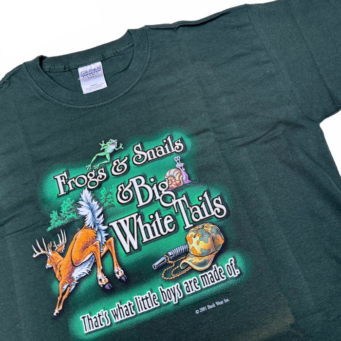 "Frogs & Snails & Big Whitetails - That's What Little Boys Are Made Of" Little Hunter Green T-shirt - Youth L