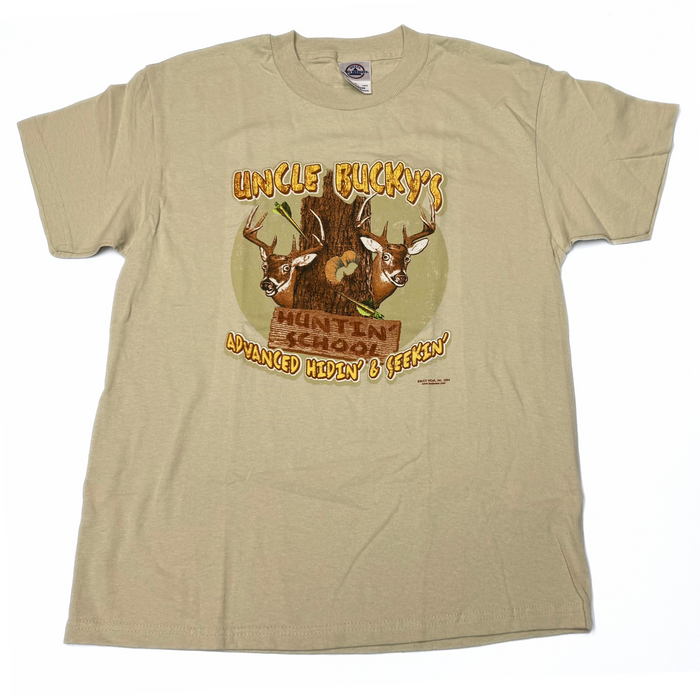 "Uncle Bucky's Huntin' School - Advanced Hidin' & Seekin" Little Hunter T-shirt - Youth L