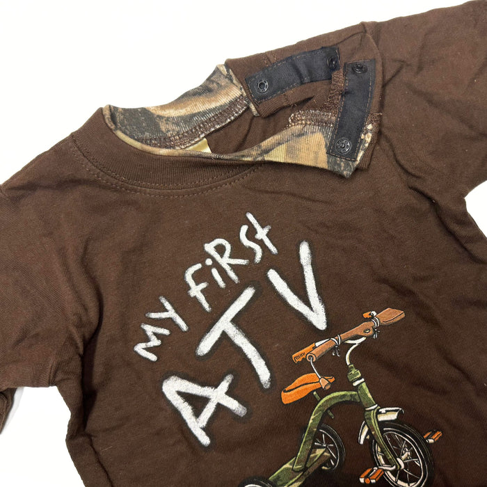 "My First ATV" Little Hunter Brown & Camo Long Sleeve Tshirt - 12 Months - 18 Months