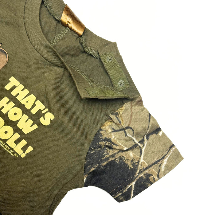 "That's How I Roll" Little Hunter Camo One Piece Short Sleeve Romper- 18 Months