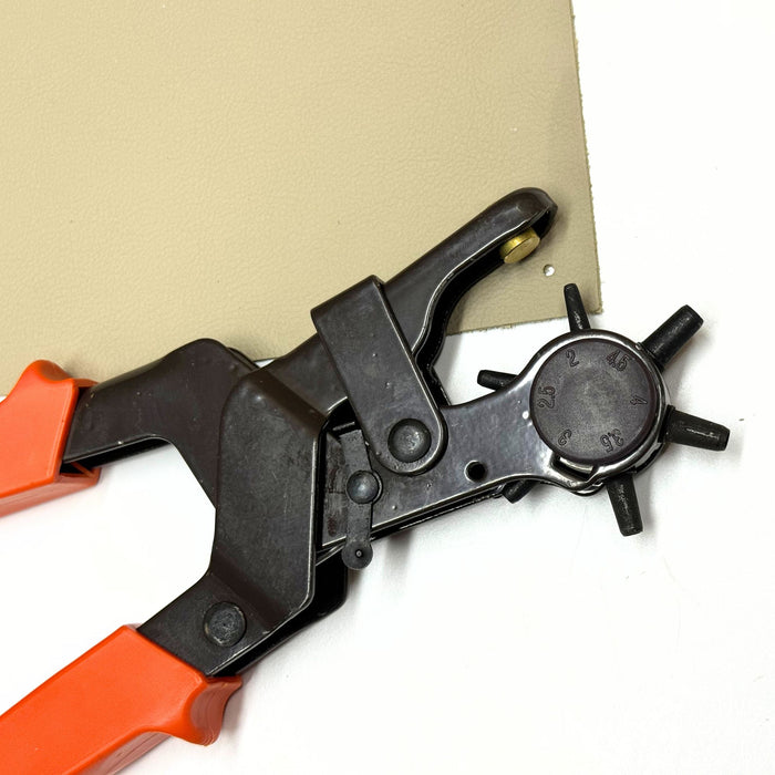 Heavy-Duty Revolving Leather Punch Plier - 6 Tube Leather Hole Cutter