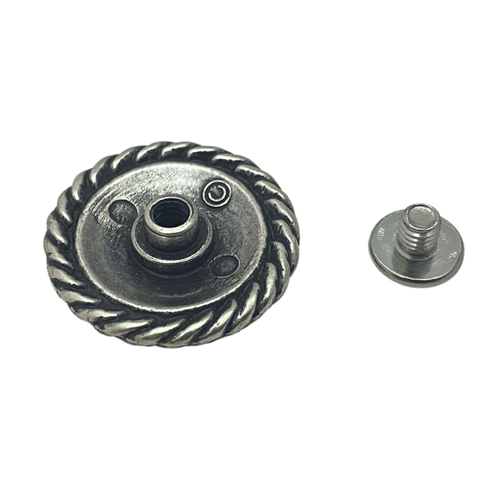Flower Screw Back Concho with Braided Edge - 1"